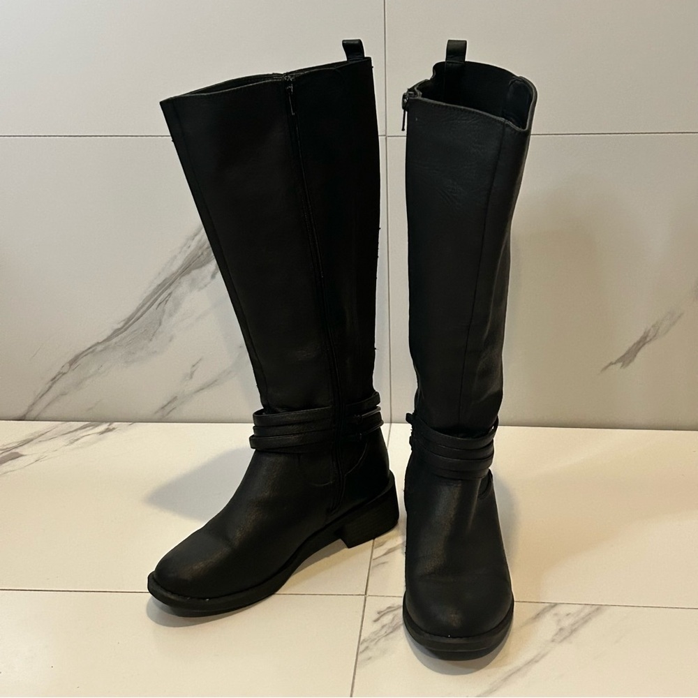 White Mountain Black Tall Boots Size 6.5 Wide - Picture 4 of 8